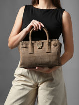 Satchel S Equestre Croco Leather Etrier Brown equestre croco EEQC142S-vue-porte