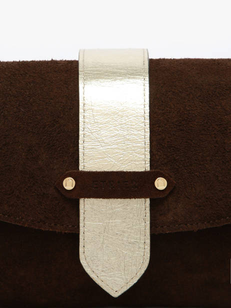 Sac Bandoulière M Agnes Cuir Velours Etrier Marron agnes EAGV205M vue secondaire 4